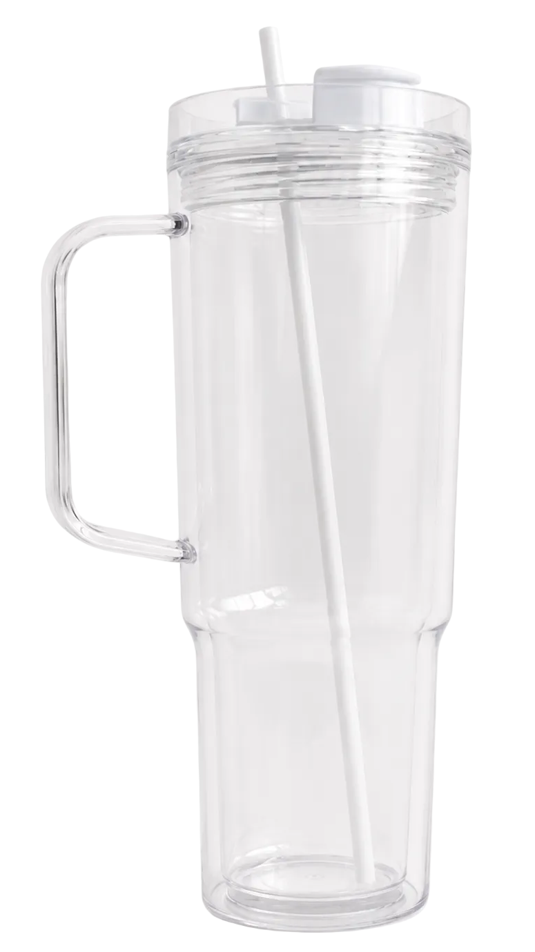 40oz Acrylic Tumbler W/ Handle (WHITE)